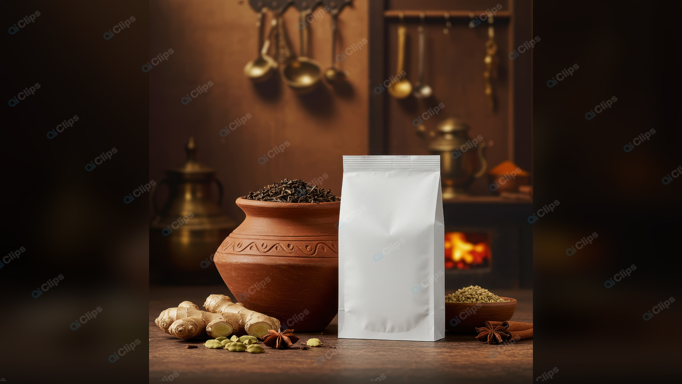 Clay Pot and Spice Pack in Rustic Kitchen Setting