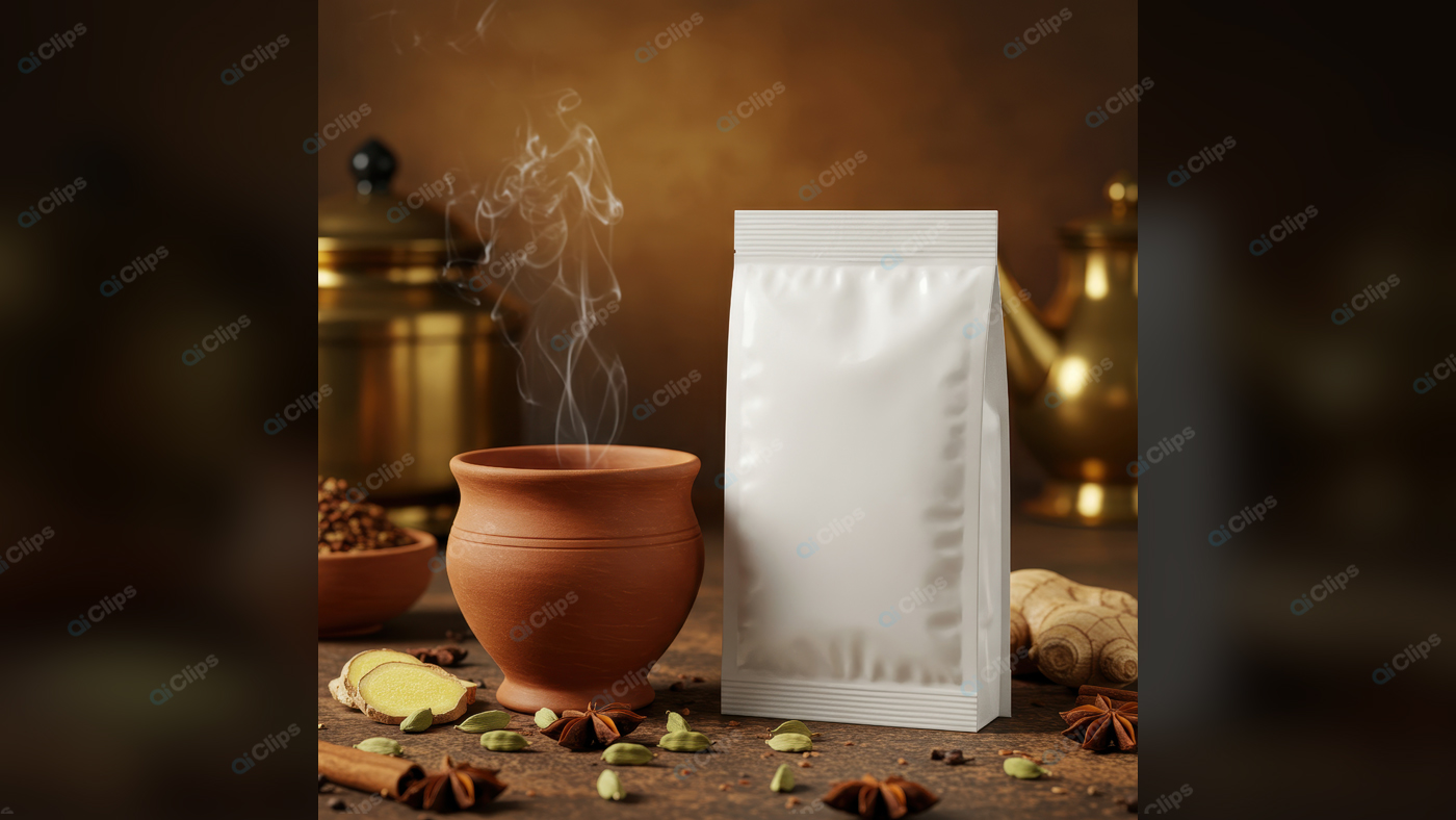 Herbal Tea with Spices and Steaming Clay Vessel