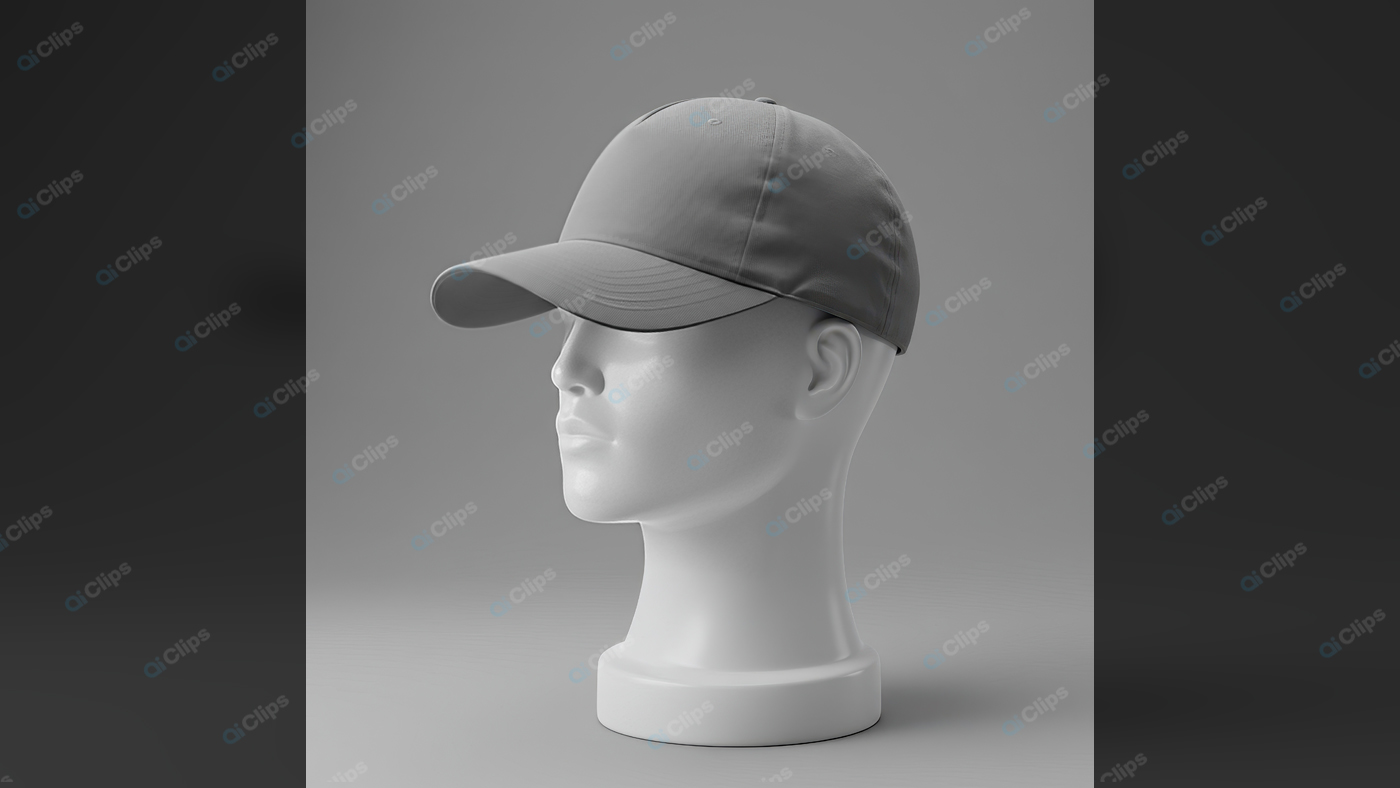 Grey Baseball Cap on Mannequin Display