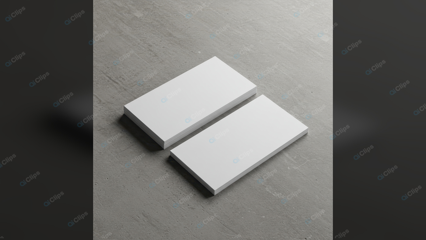 Blank Business Cards on Concrete Surface Mockup