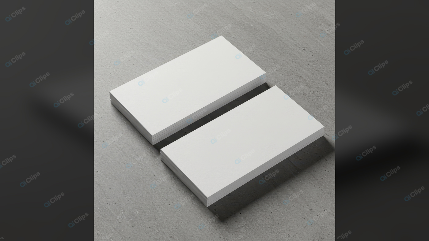 Empty Business Cards Stack on Concrete Surface