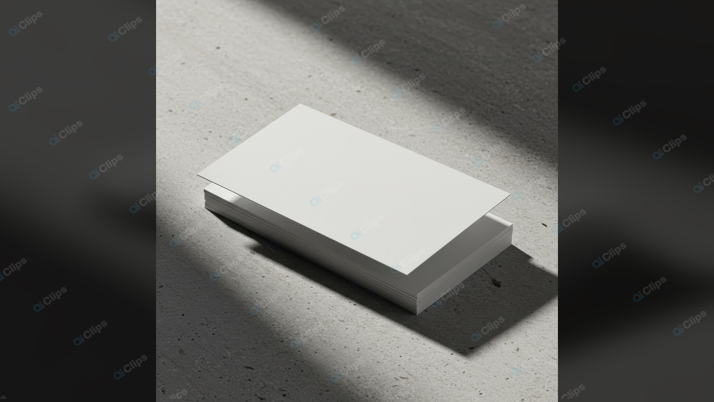 Blank Business Cards on Concrete Background in Sunlit Shadow