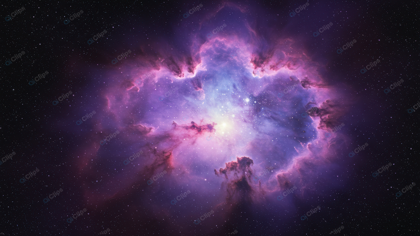 Purple Nebula in Deep Space with Stars