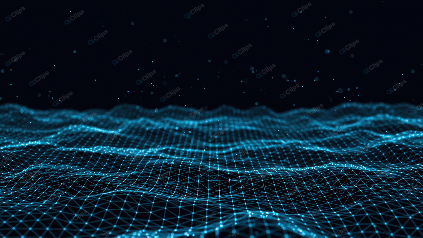 Digital Wireframe Pattern with Particle Flow