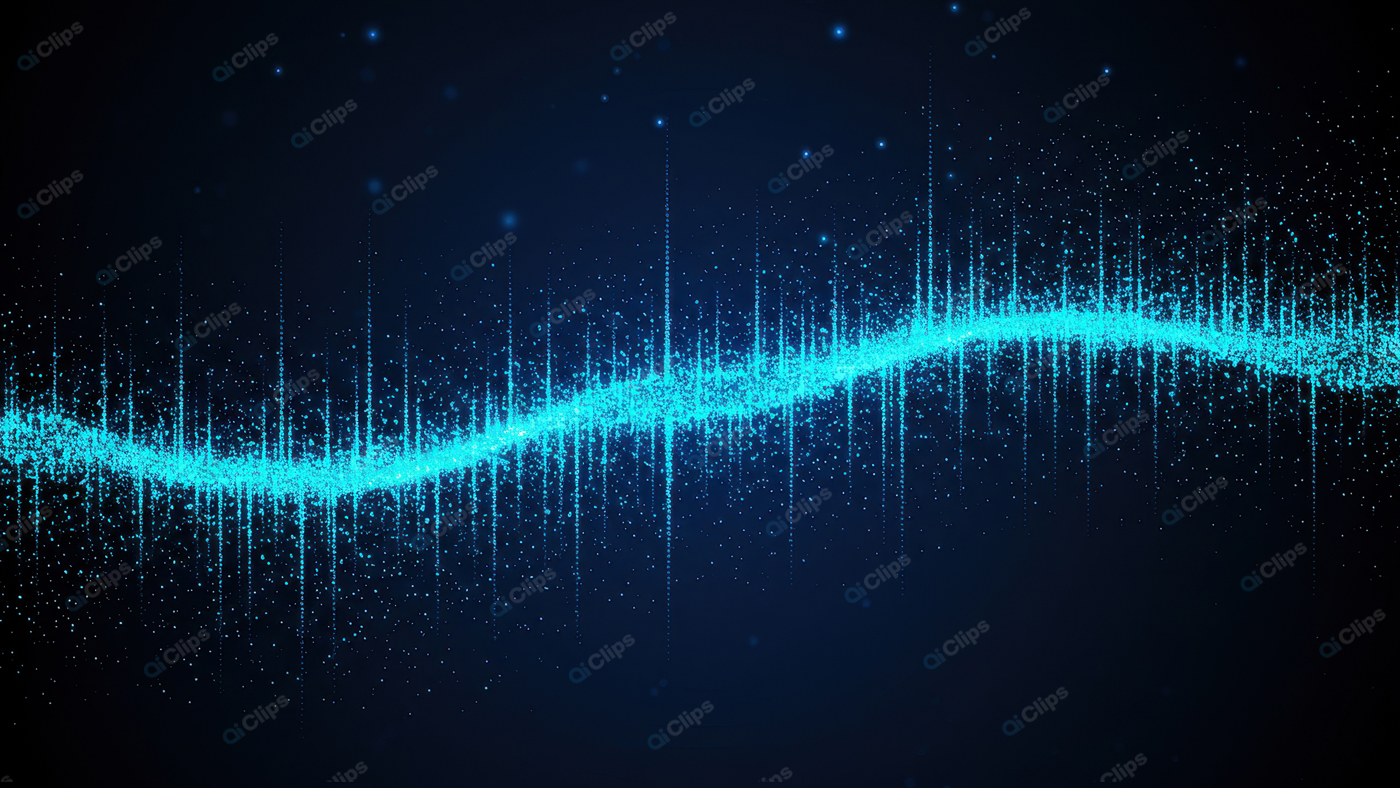Blue Digital Sound Wave on Dark Abstract Background