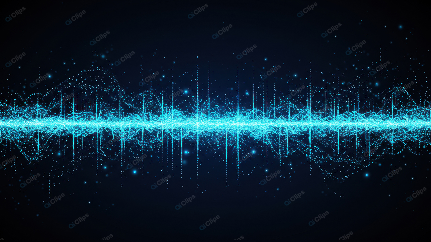 Neon Blue Soundwave on Dark Background