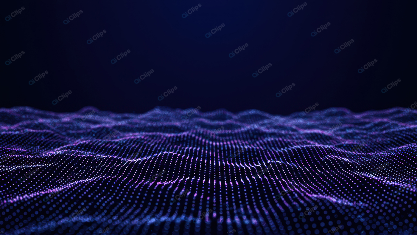 Digital Waves with Purple Light Grid on Dark Background