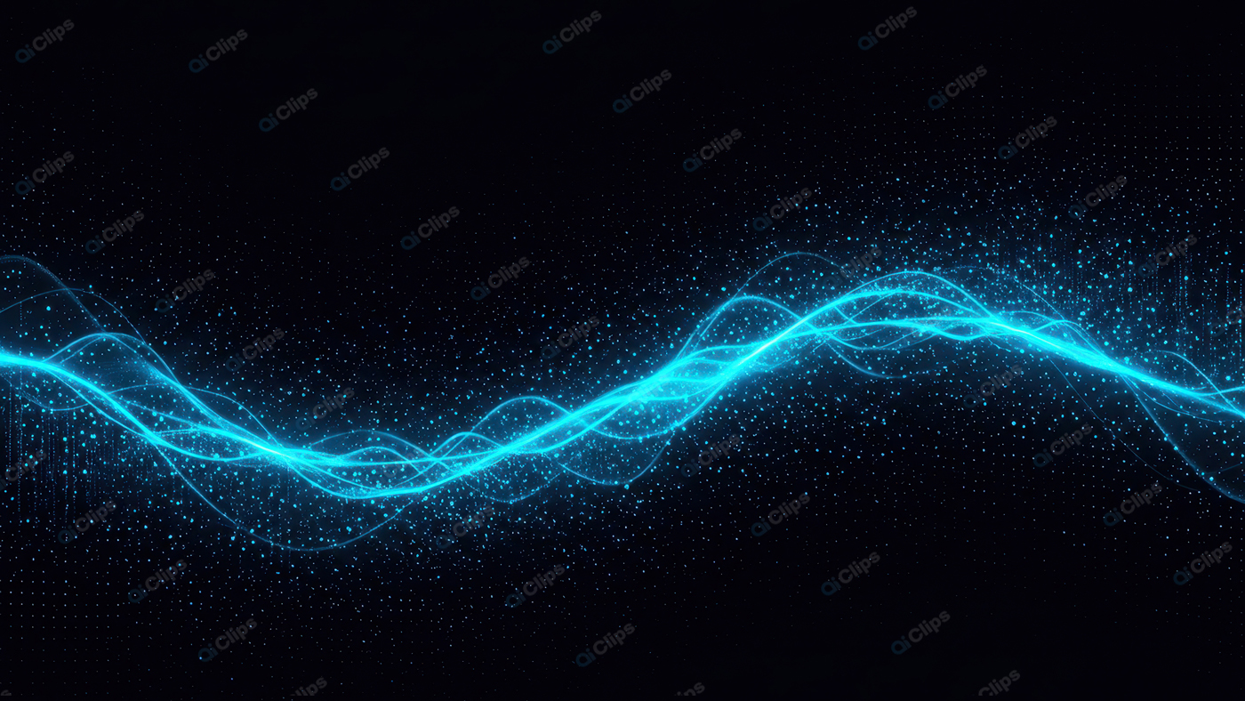 Neon Blue Abstract Light Wave on Dark Background