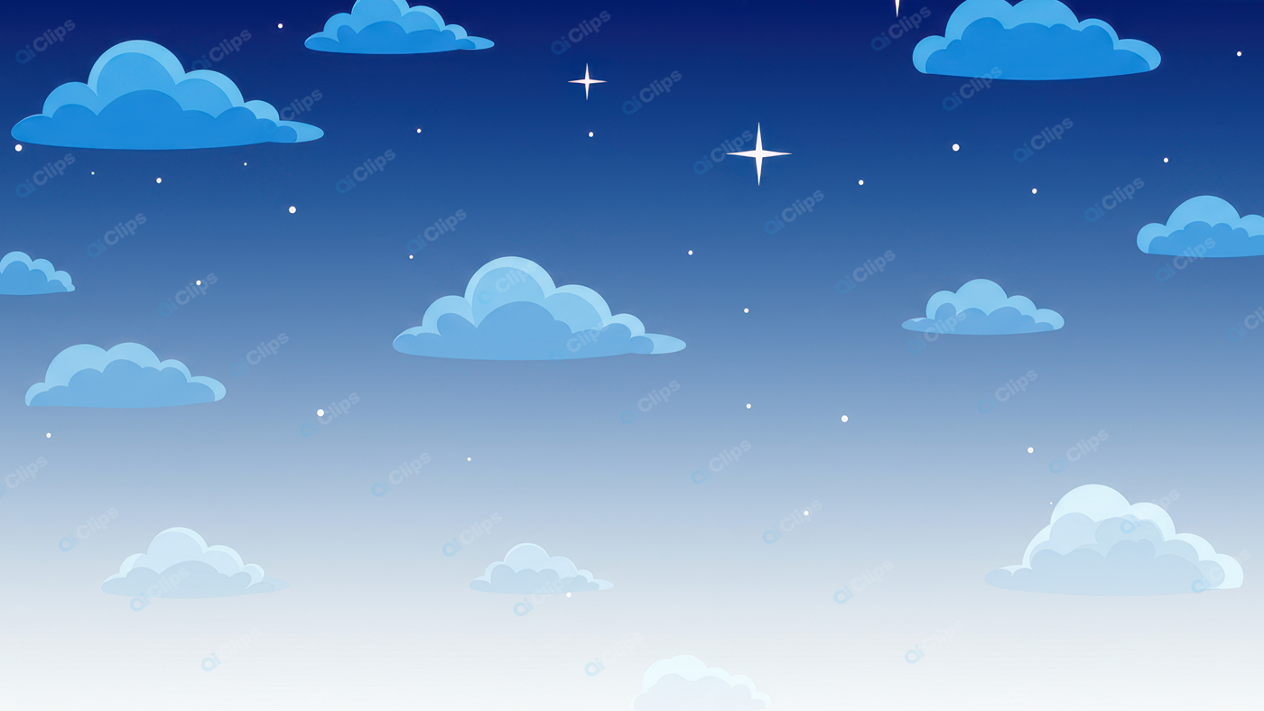 Cartoon Night Sky with Clouds and Stars