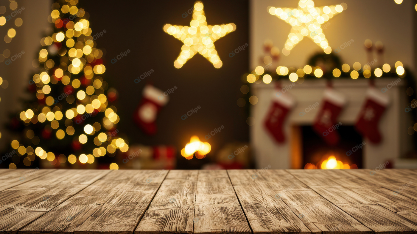 Festive Christmas Living Room with Decorated Tree and Fireplace