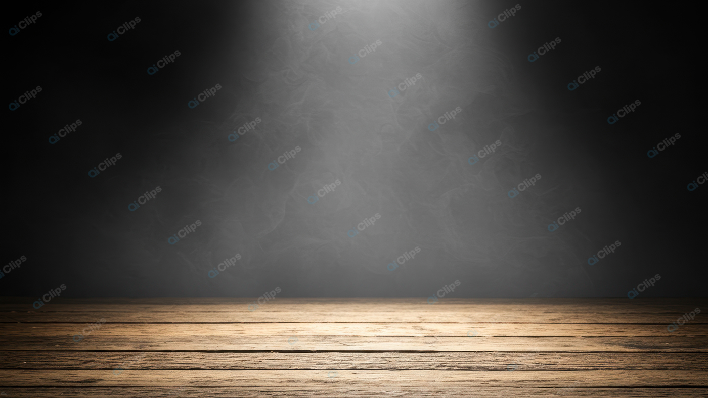 Empty Wooden Table with Spotlight