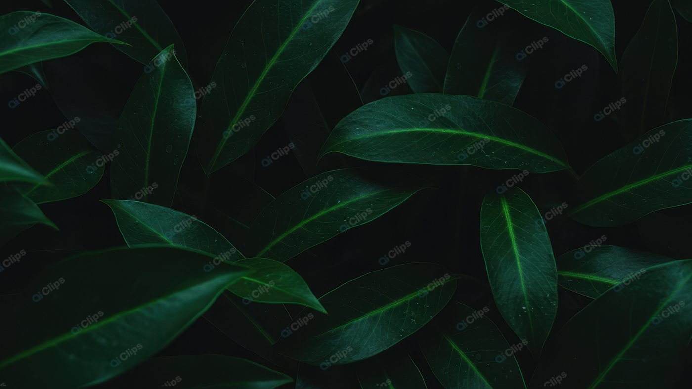 Dark Lush Green Leaves Close-Up