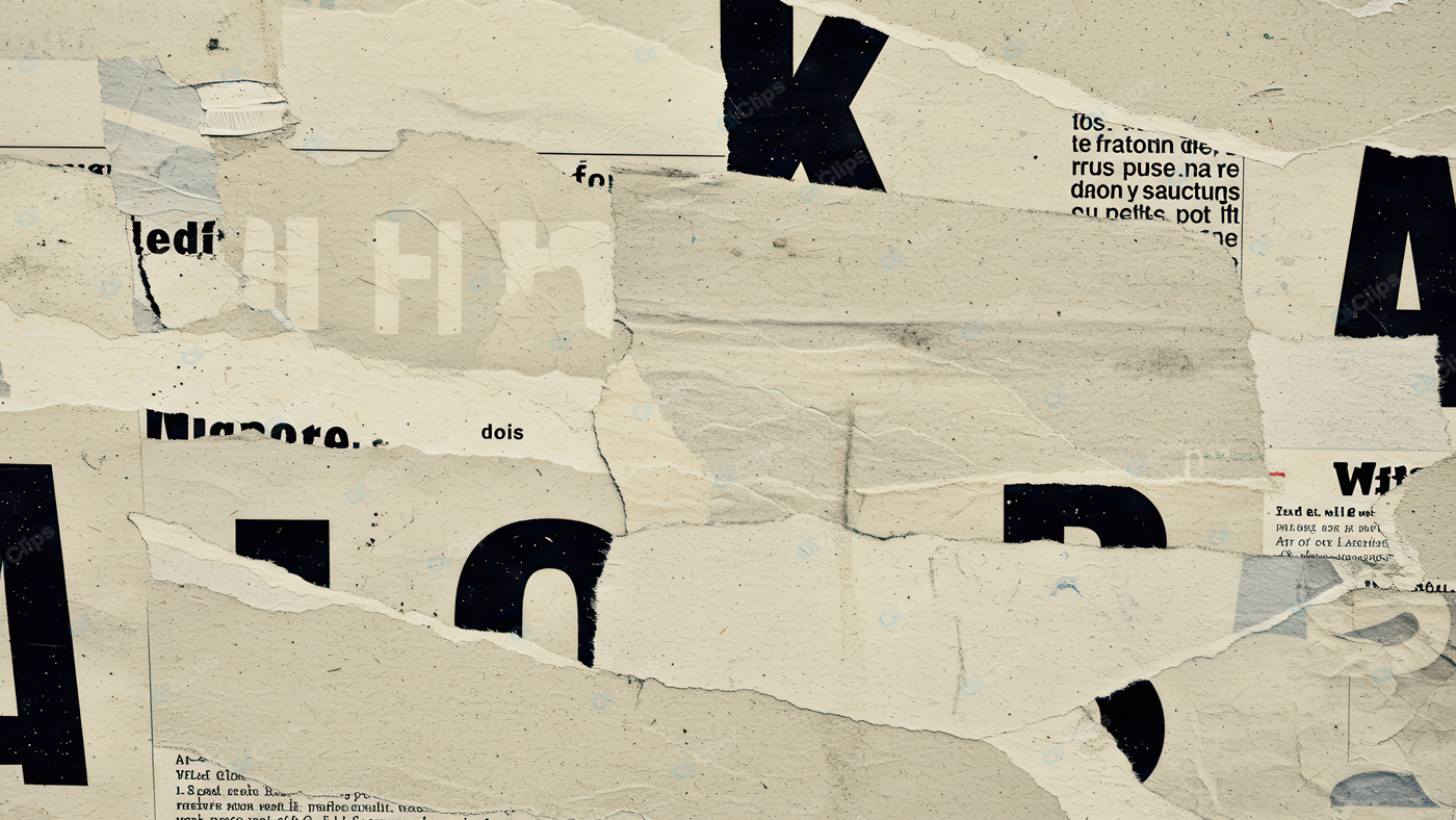 Vintage Torn Paper Texture with Overlapping Text