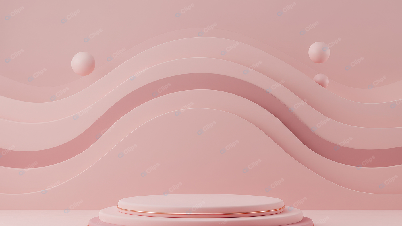 Pink Abstract Wave Background with Floating Spheres