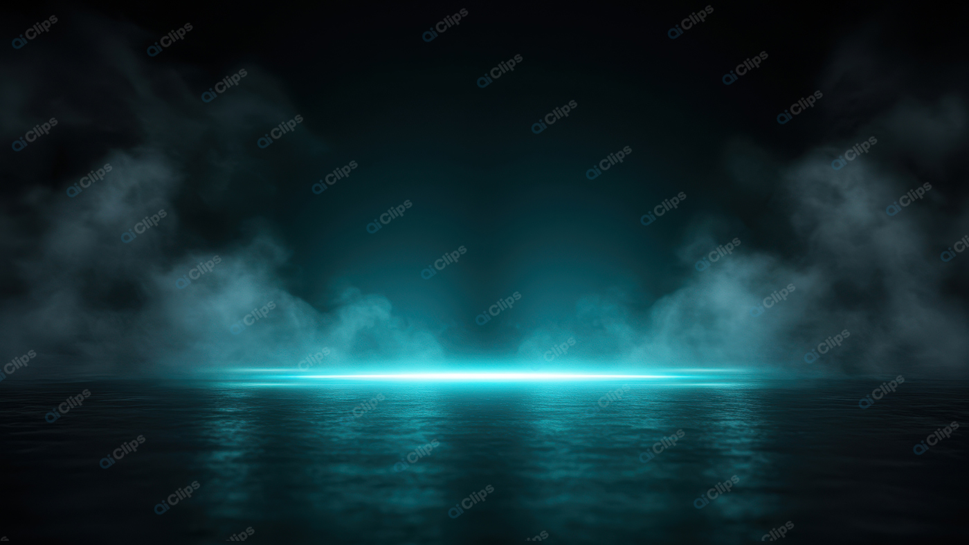 Glowing Horizon Over Water with Mystical Fog