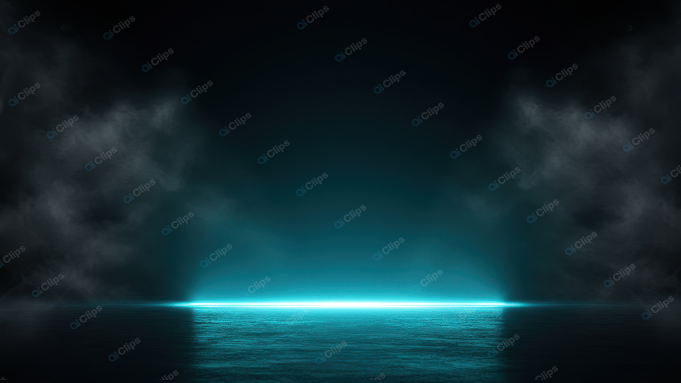 Futuristic Misty Horizon with Neon Blue Glow