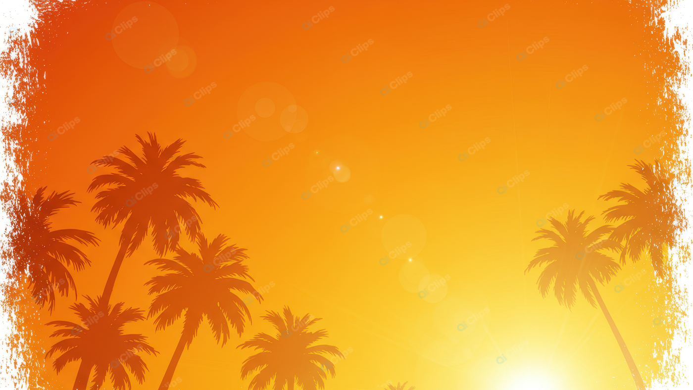 Tropical Sunset with Palm Trees Silhouette