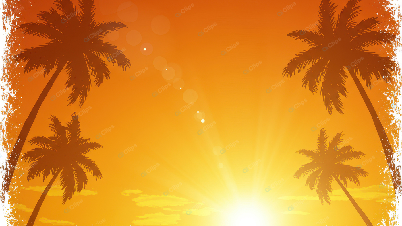 Tropical Sunset with Palm Silhouettes