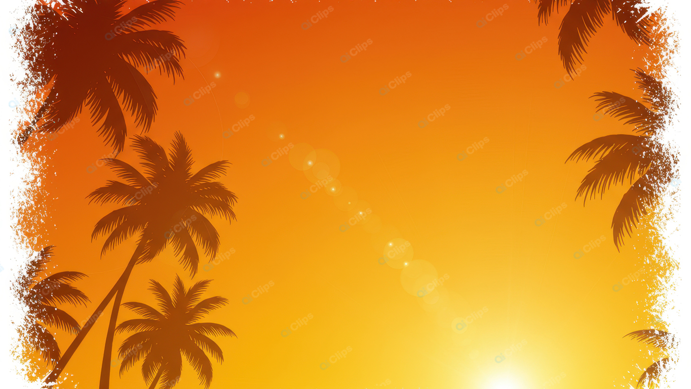 Tropical Sunset with Silhouetted Palm Trees