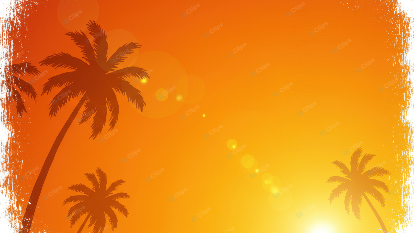 Silhouette of Palm Trees at Sunset with Orange Sky