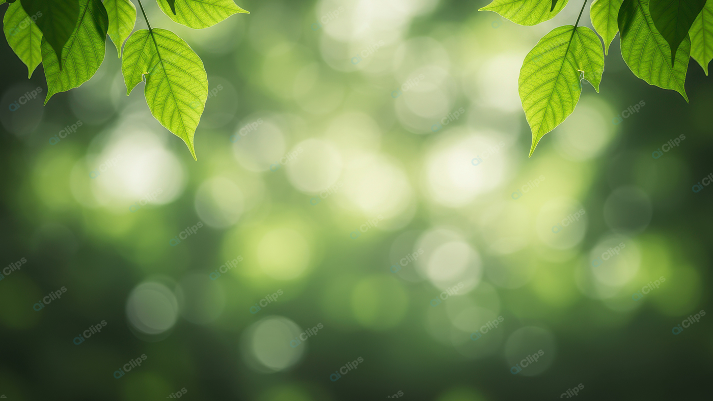Green Leaves with Sunlight and Bokeh Background