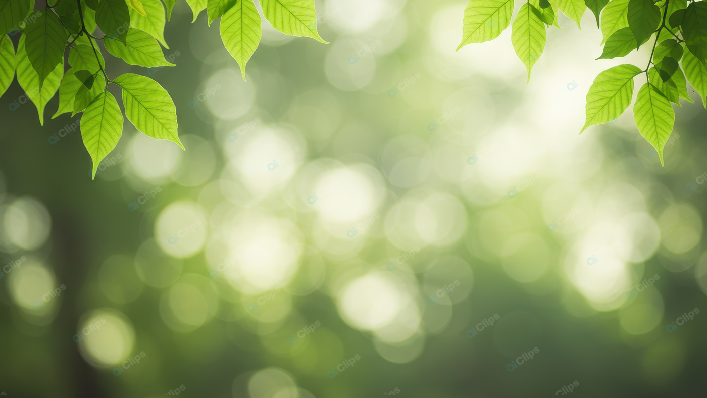 Green Leaves with Bokeh Background in Sunlight