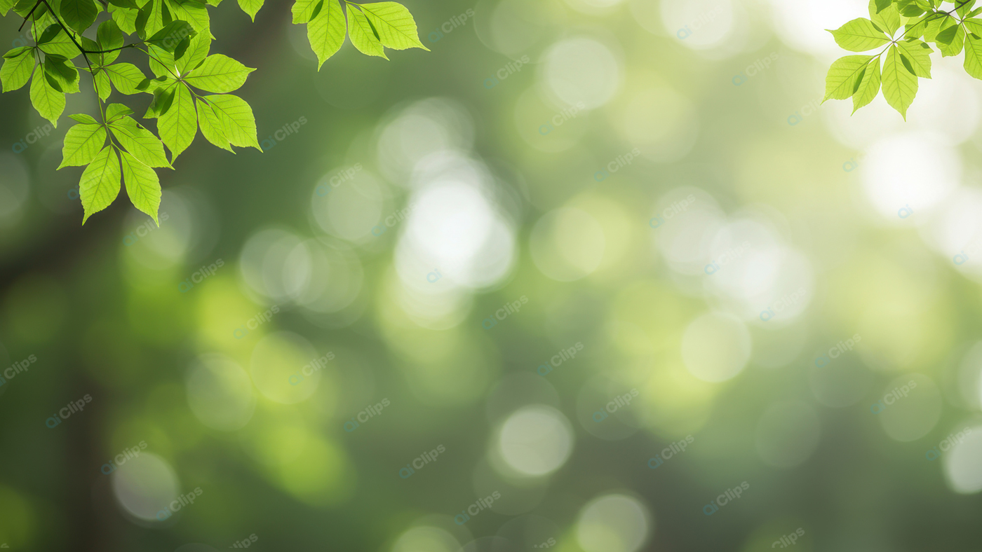 Green Leafy Branches with Natural Bokeh Background