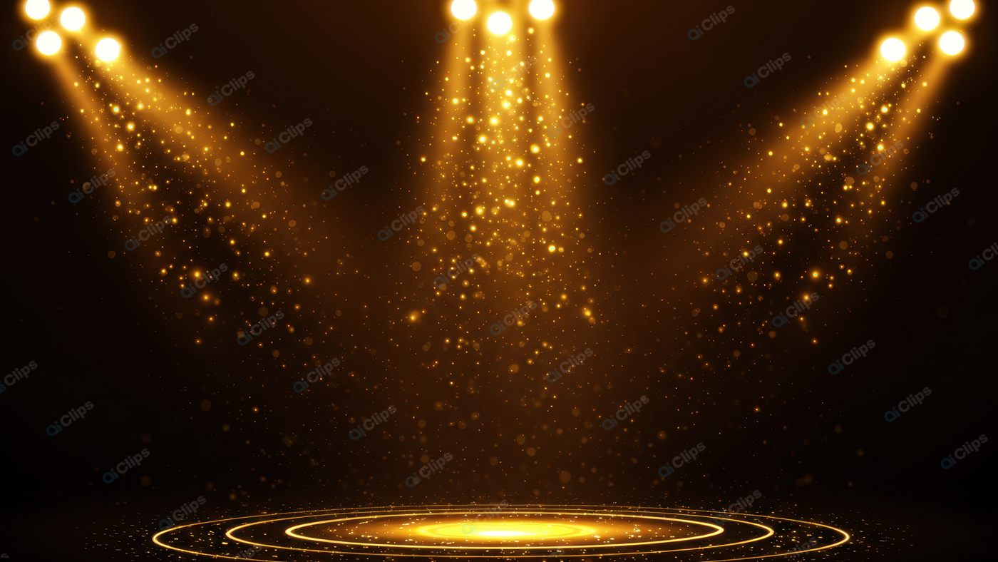 Golden Stage Spotlight with Glittering Dust Particles