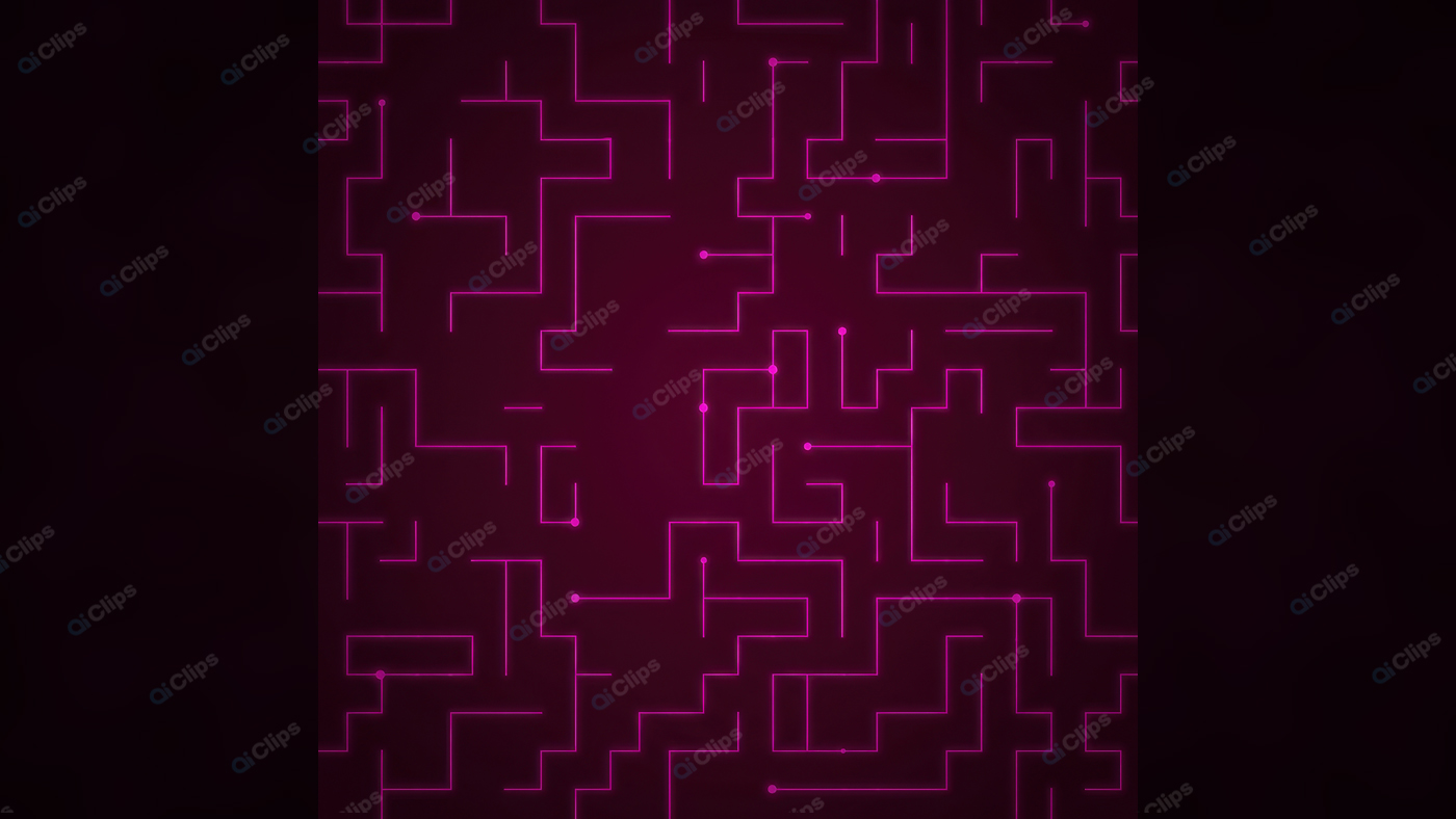 Retro Futuristic Neon Maze Pattern