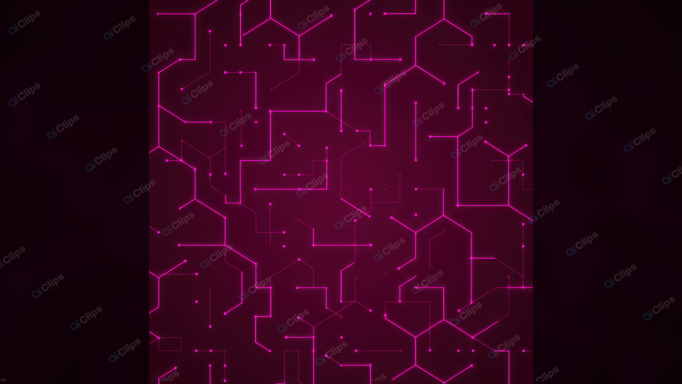 Neon Circuit Network Pattern on Dark Background