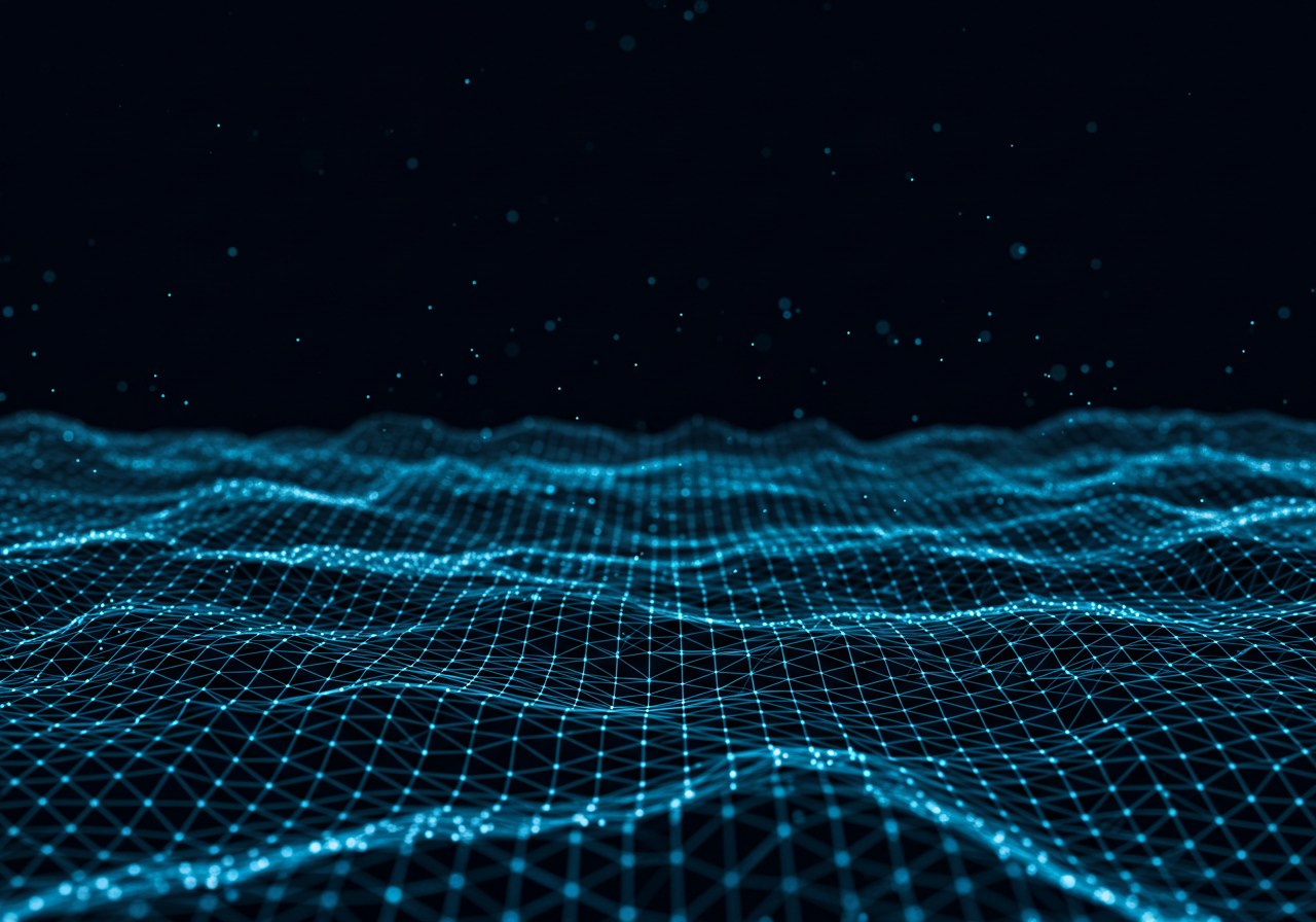 Digital Wireframe Pattern with Particle Flow