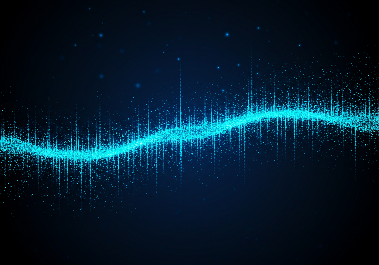 Blue Digital Sound Wave on Dark Abstract Background