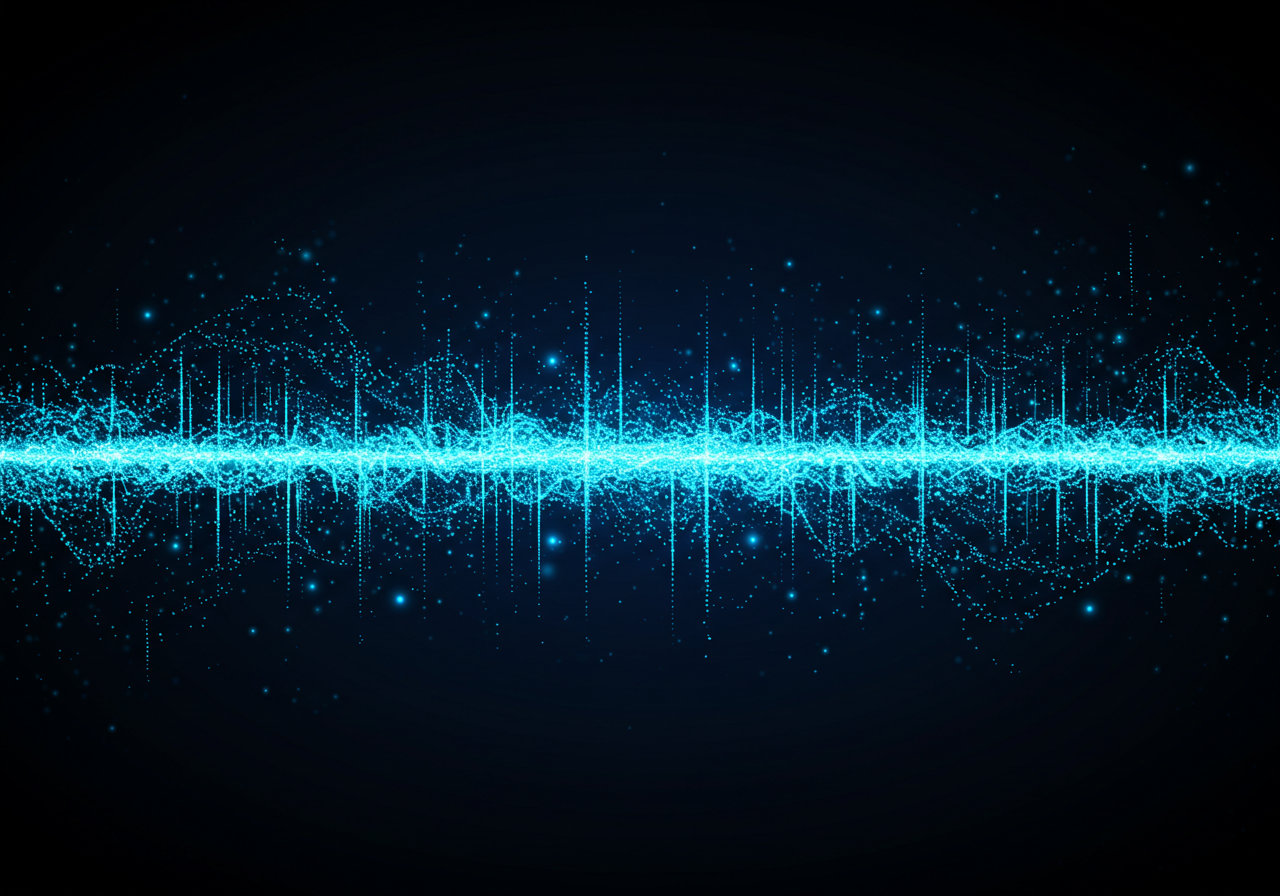Neon Blue Soundwave on Dark Background