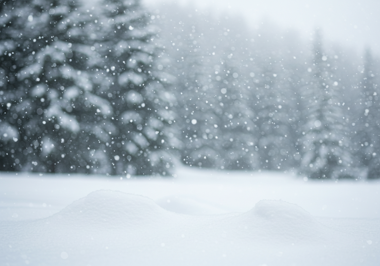 Snowfall in Serene Winter Forest Landscape