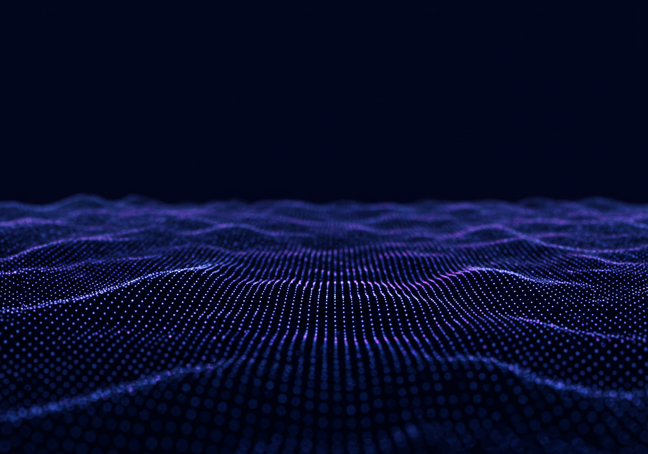 Digital Waveform Pattern with Glowing Dots on Dark Background