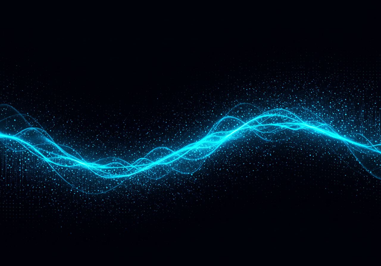 Neon Blue Abstract Light Wave on Dark Background