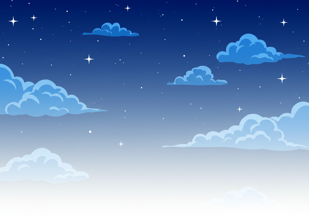 Night Sky with Clouds and Stars Illustration
