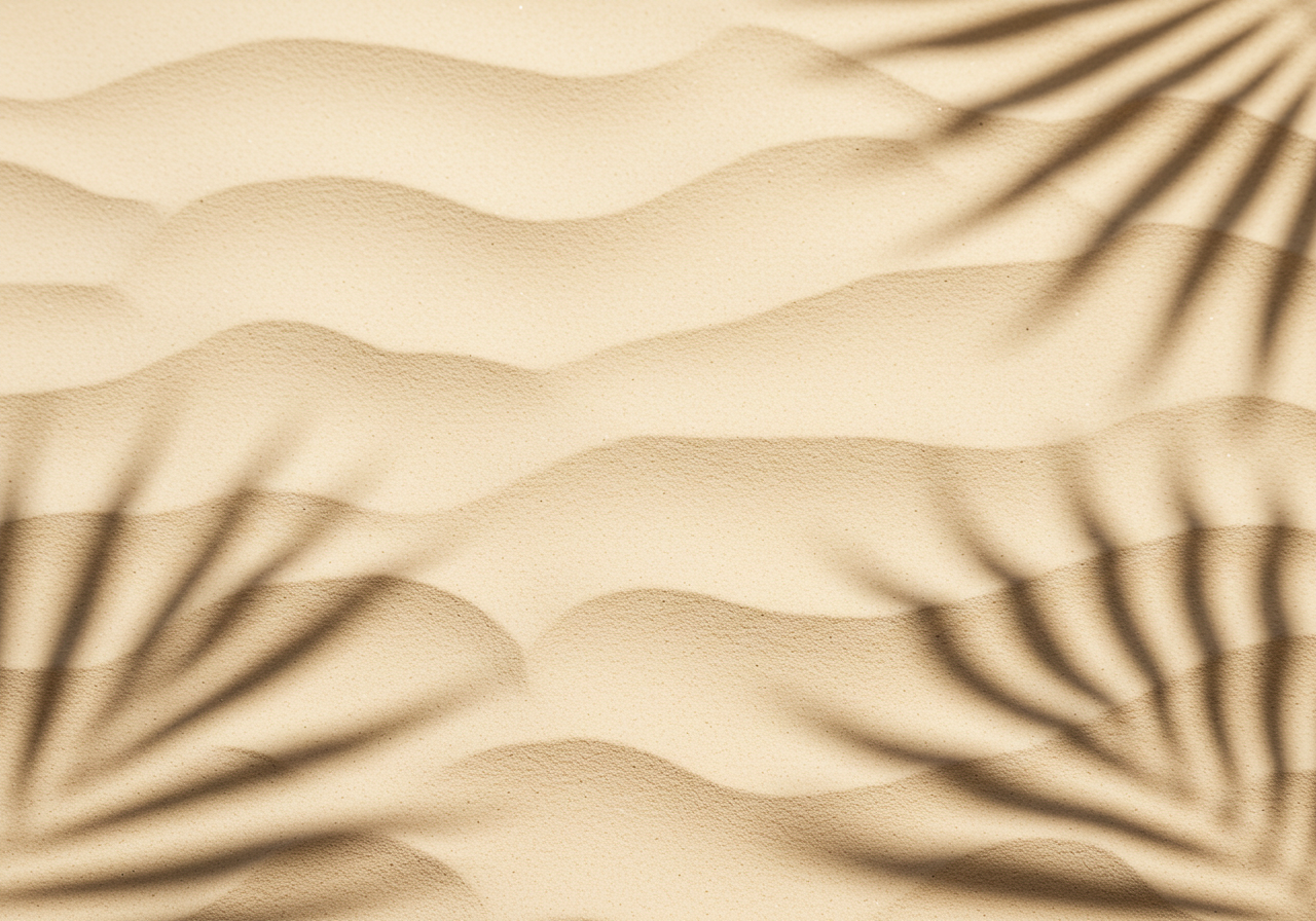 Desert Sand Dunes with Palm Leaf Shadows
