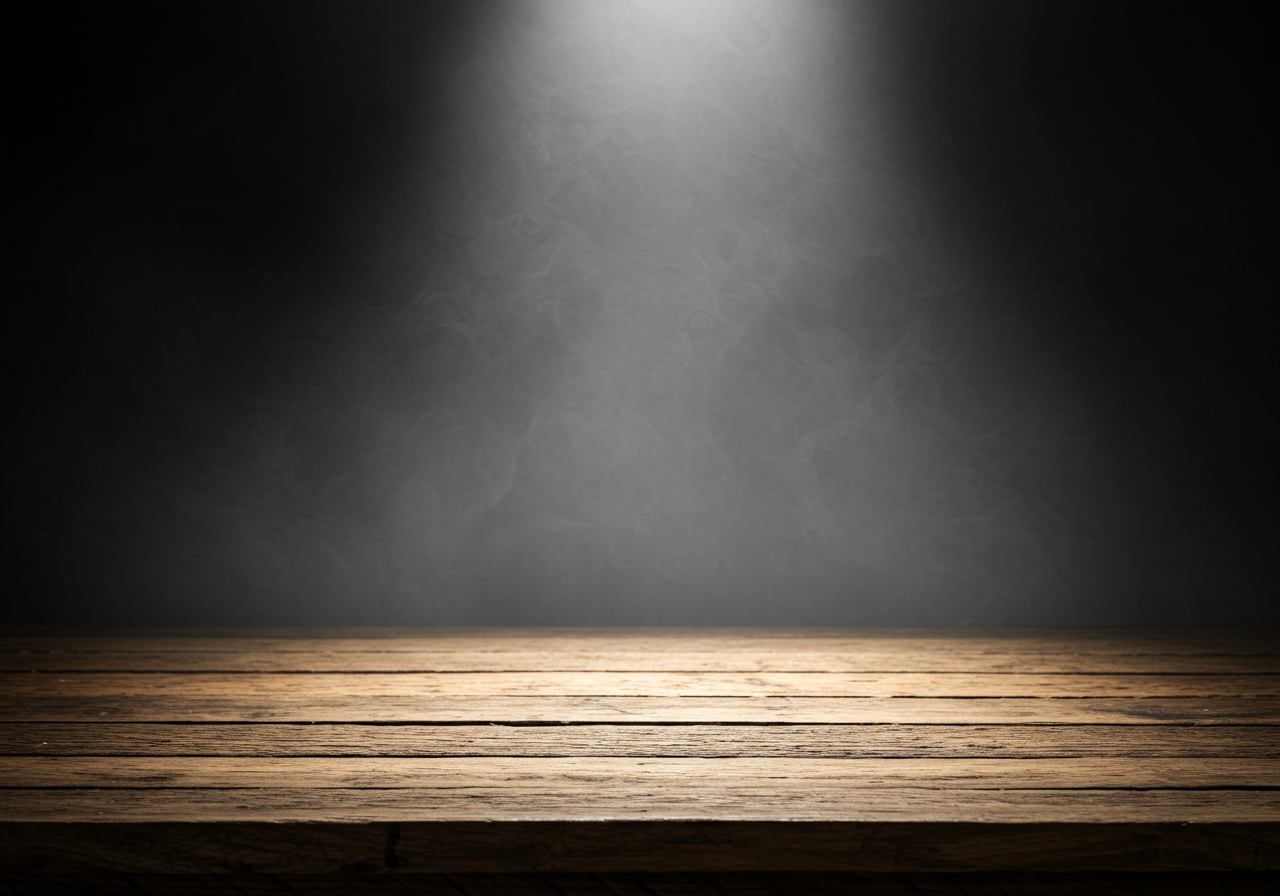 Empty Wooden Table with Spotlight