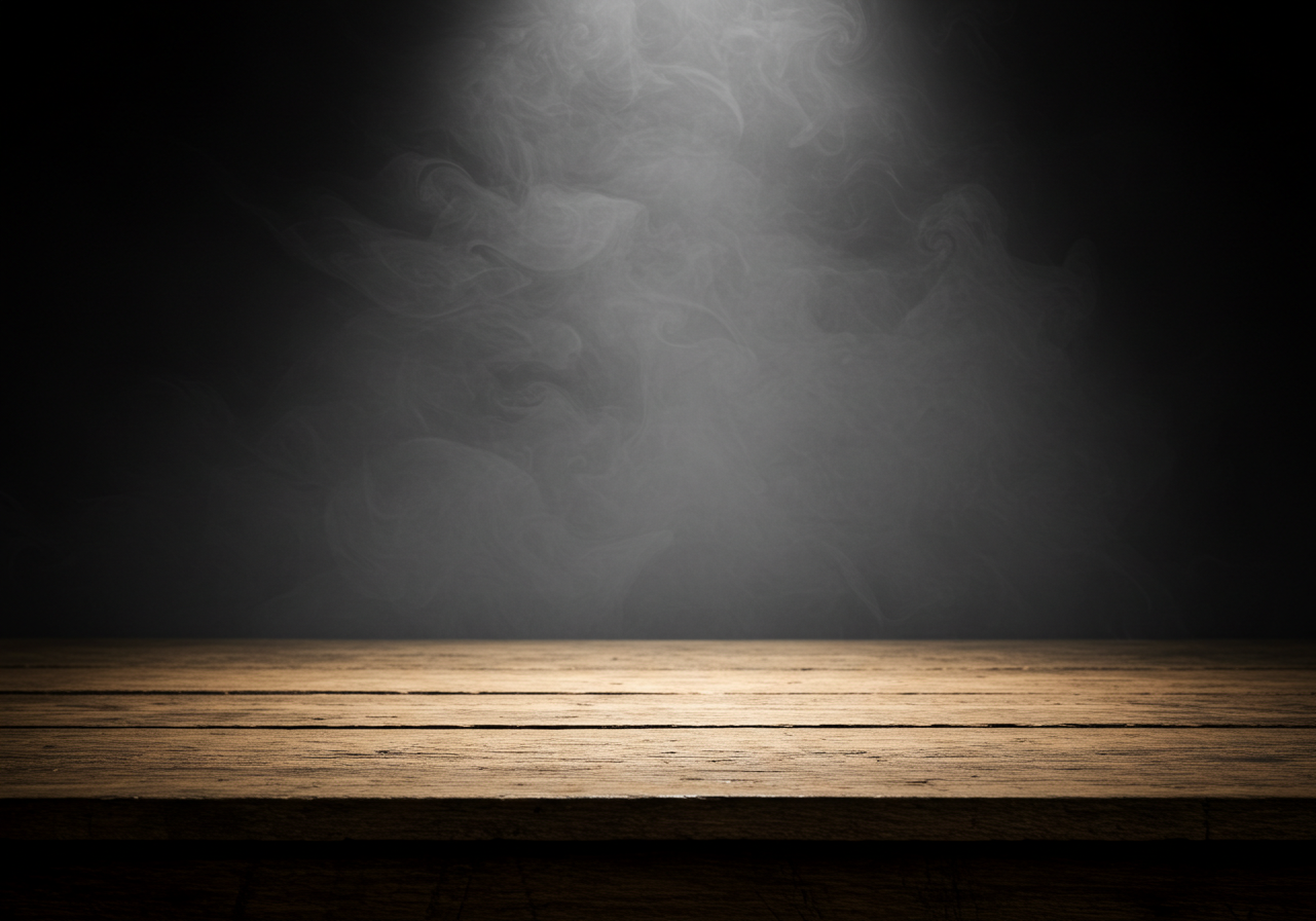 Wooden Table with Dark Smoky Background