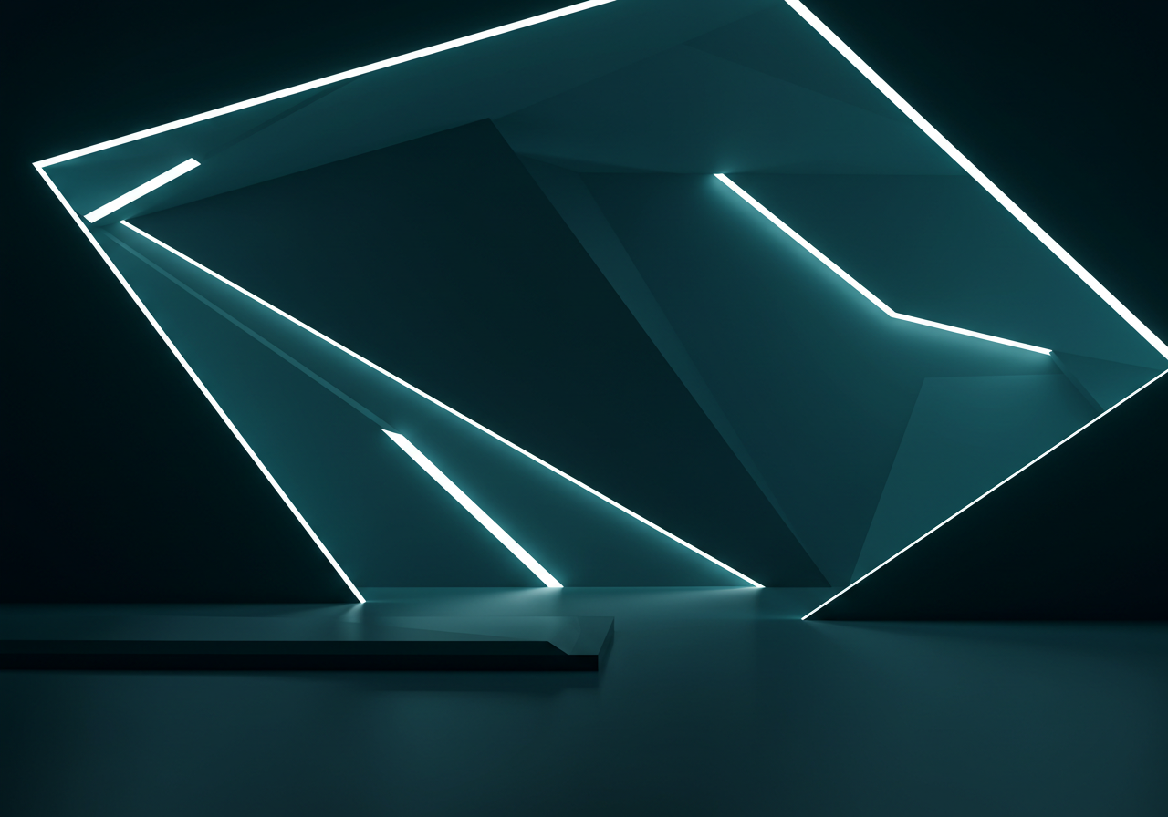 Futuristic Geometric Architecture with Neon Lighting