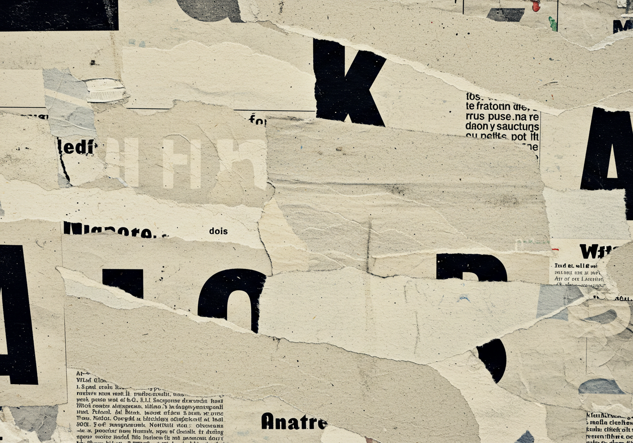 Vintage Torn Paper Texture with Overlapping Text