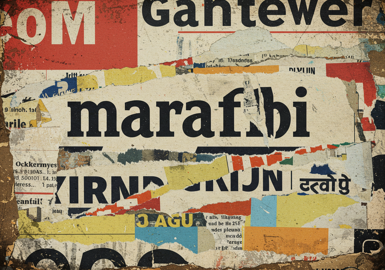 Retro Collage of Torn Vintage Posters and Texts