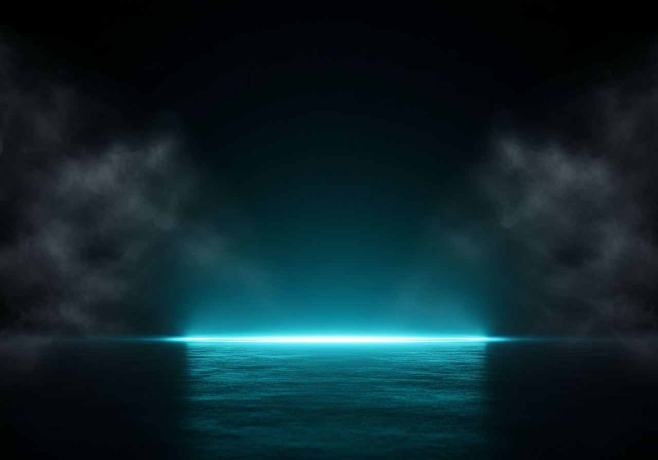 Futuristic Misty Horizon with Neon Blue Glow