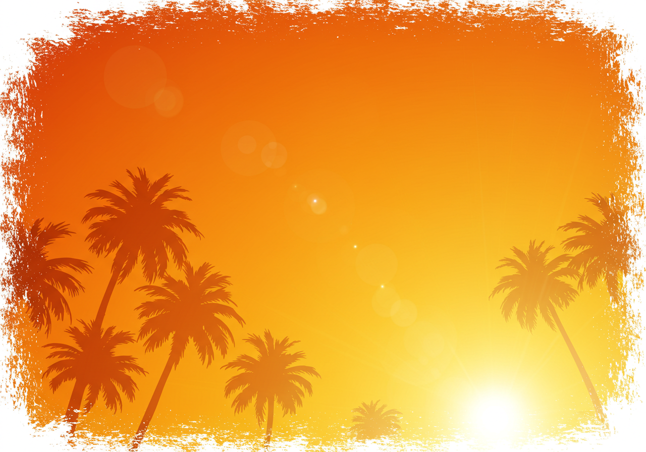 Tropical Sunset with Palm Trees Silhouette