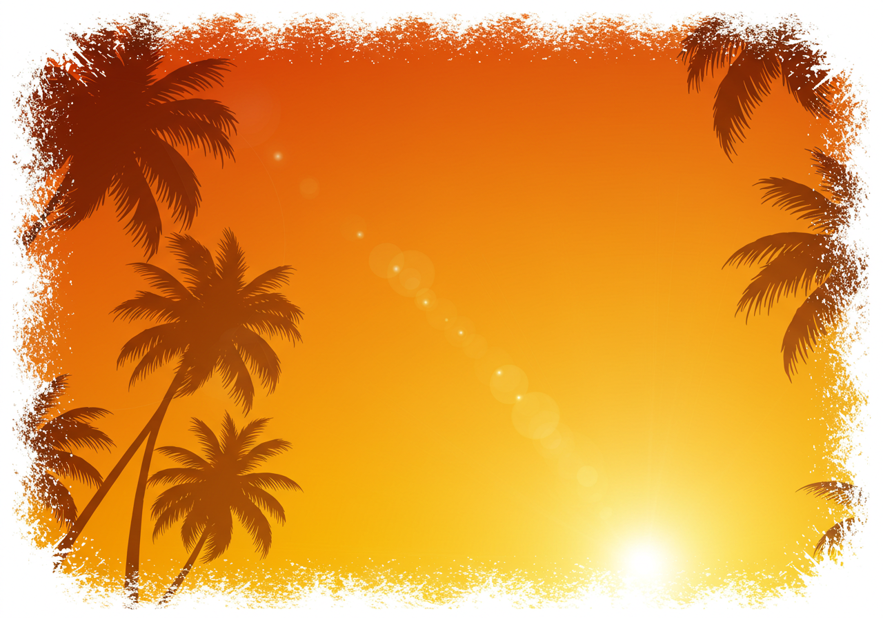 Tropical Sunset with Silhouetted Palm Trees