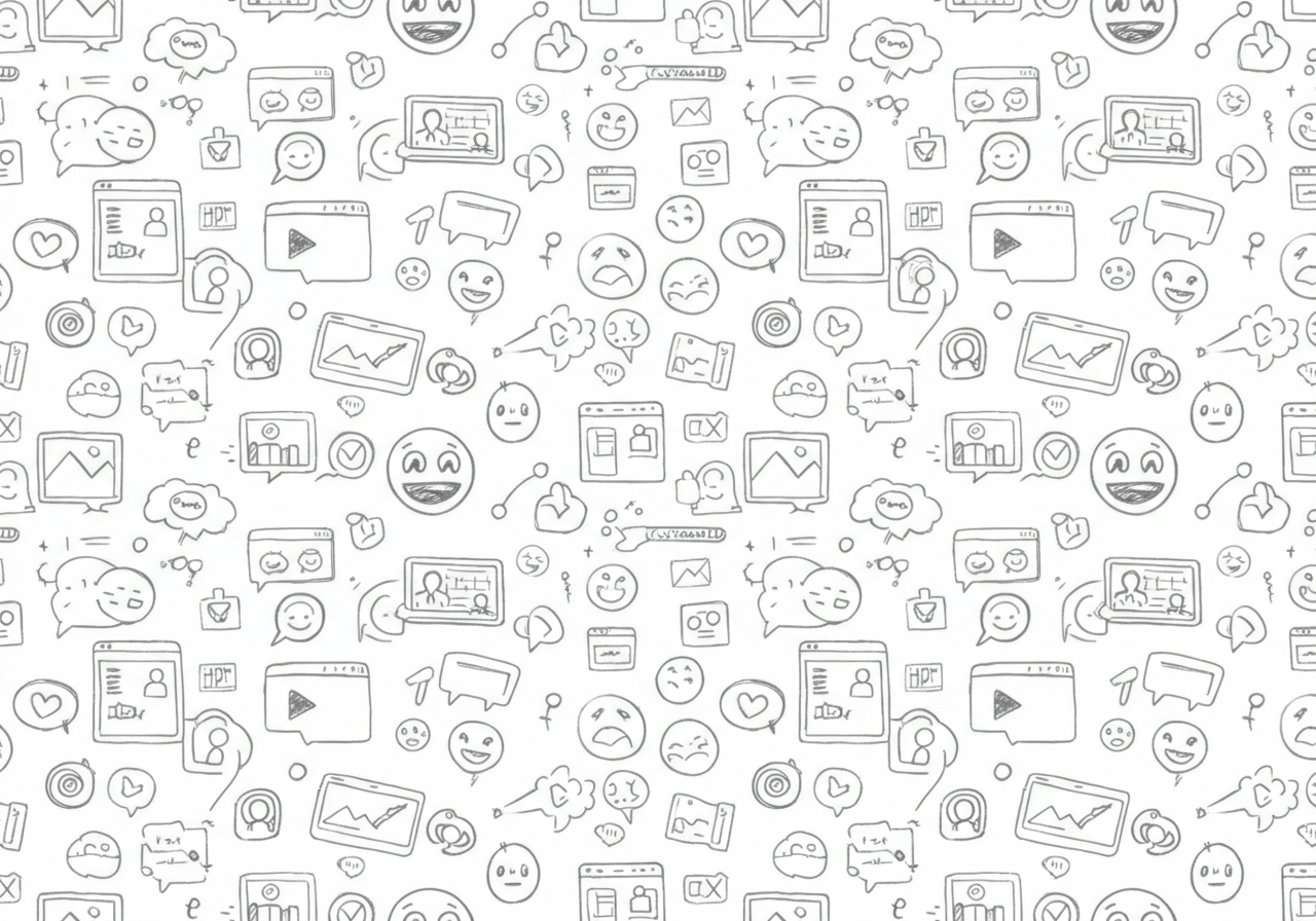 Hand-Drawn Doodle Icons Illustrating Social Media and Digital Interaction