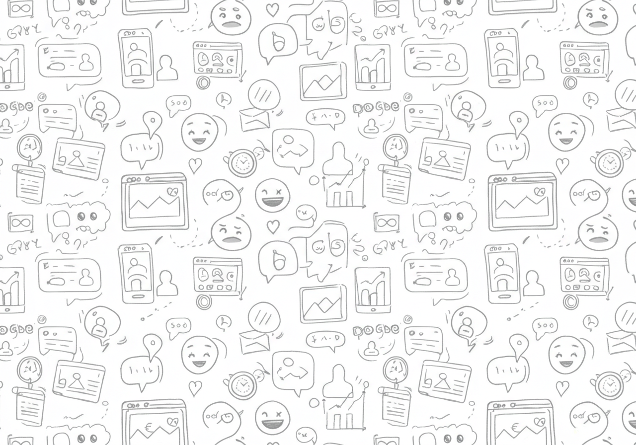 Social Media Doodle Pattern With Icons and Faces