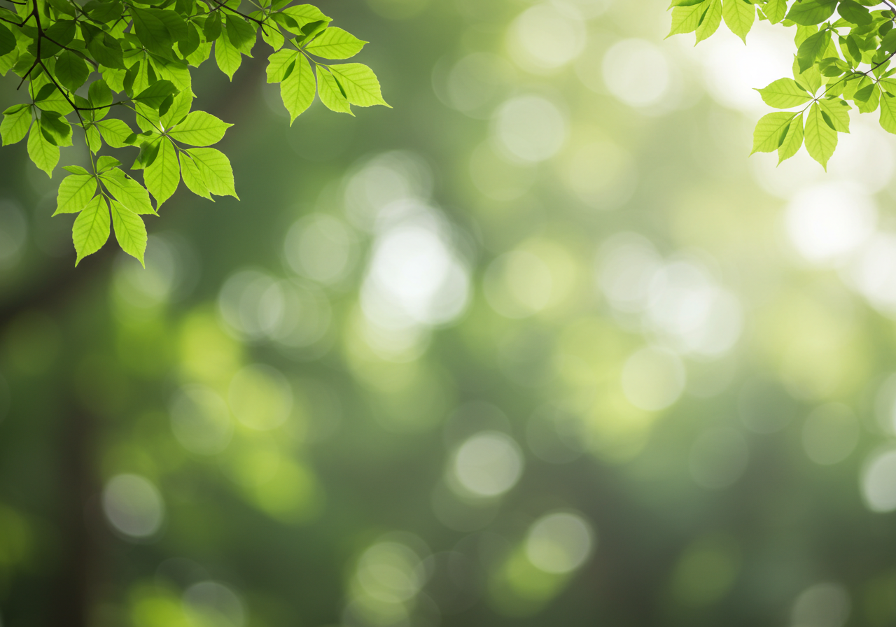 Green Leafy Branches with Natural Bokeh Background