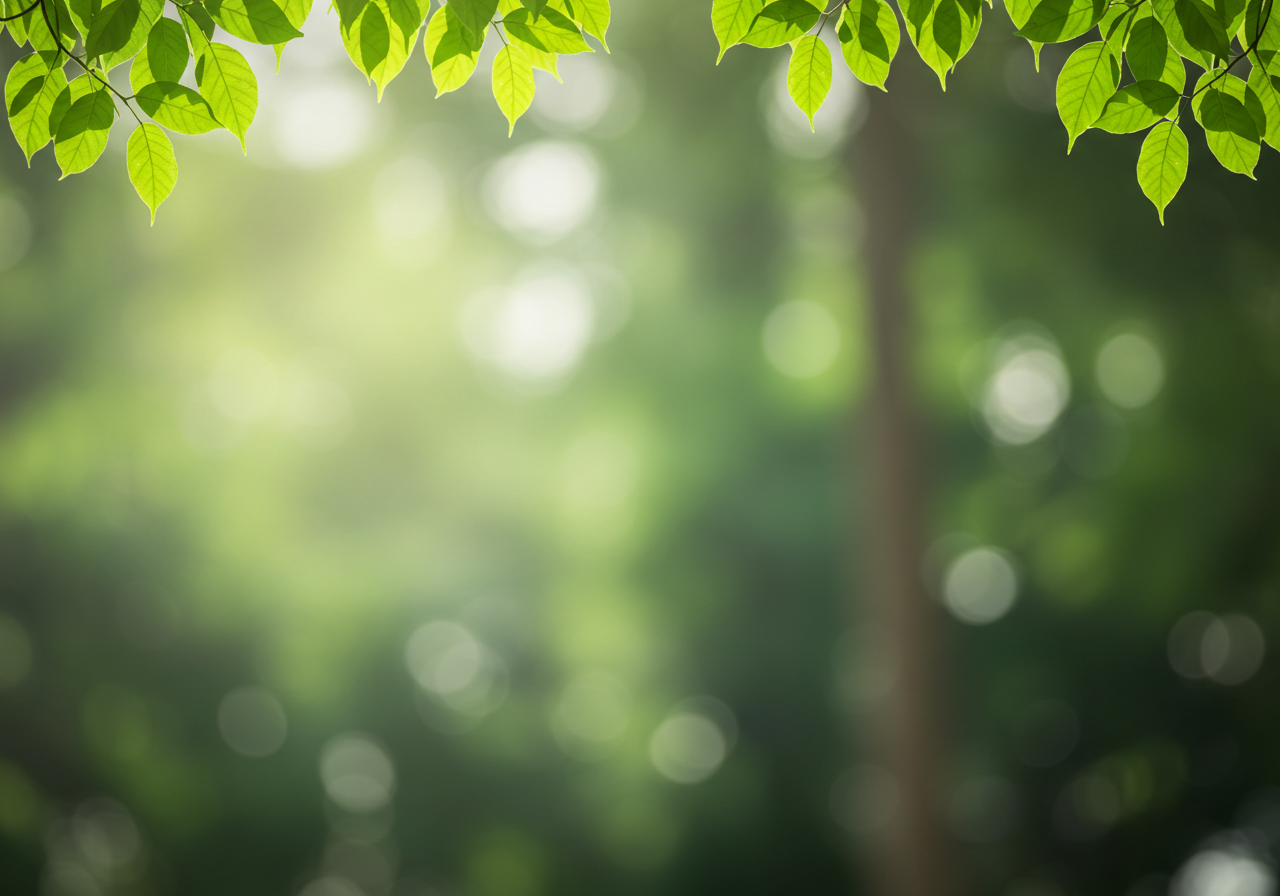 Green Leaf Canopy with Soft Focus Background